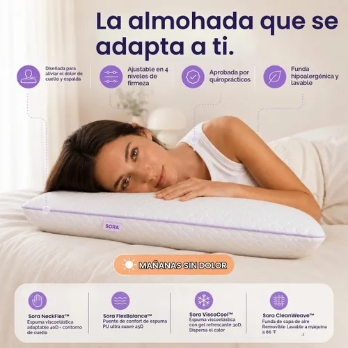 Vista 11 de Ajustar - Almohada de espuma viscoelástica ajustable - Gel refrescante, altura y firmeza personalizables de 3 capas, soporte ergonómico