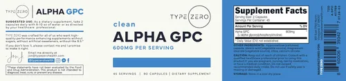 Vista 5 de Suplemento de colina Alpha GPC Ultra Clean Type Zero (600 mg) 90 cápsulas