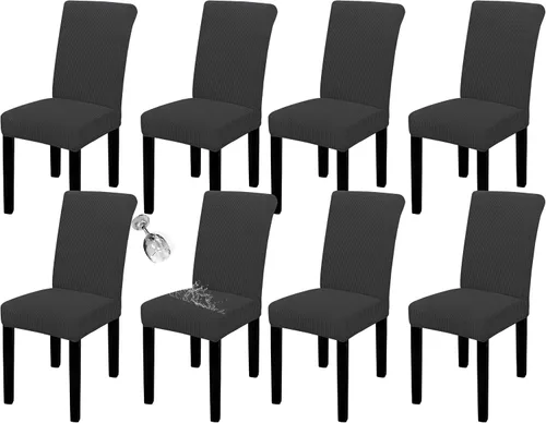 Vista 64 de Easy-Going - Juego de 2 fundas para sillas de comedor 100% impermeables, de tela Jacquard elástica, fundas protectoras removibles y lavables