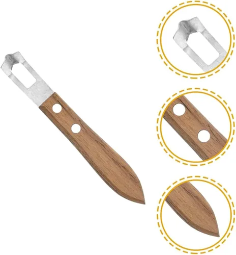Vista 3 de 3 cuchillos para tallar canal de cóctel, mango de madera de nogal, herramienta para tallar frutas y verduras, hoja de acero inoxidable