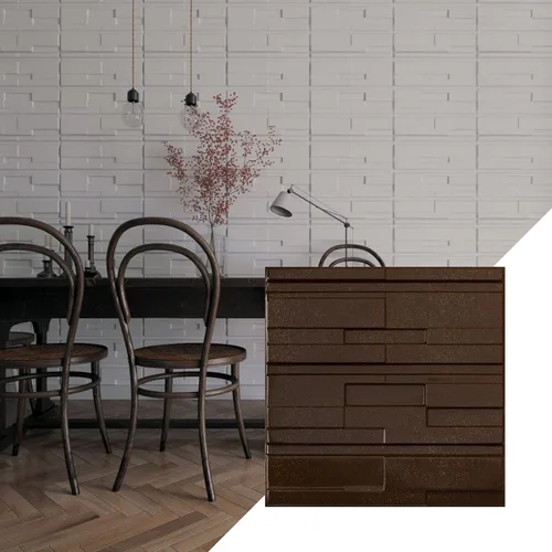 Vista 16 de Ekena Millwork 19 5/8 pulgadas de ancho x 19 5/8 pulgadas de alto, ladrillo desplazado EnduraWall decorativo 3D, cobre envejecido