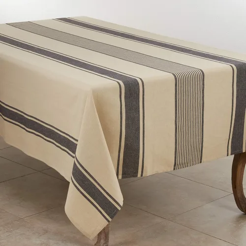 Vista 5 de SARO LIFESTYLE Aulaire Collection - Mantel de algodón con bandas, 72 x 72 pulgadas, color natural