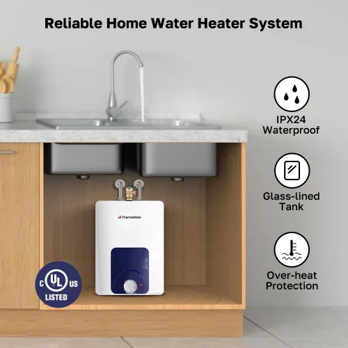 Vista 3 de ThermoMate Calentador de agua eléctrico con certificación UL, ES150B, punto de uso de 1.3 galones, calentador de agua debajo del fregadero, 120 V