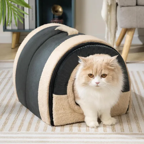 Vista 8 de Hollypet Cueva de cama para gatos de interior para mascotas de hasta 20 Cueva Arqueada Gris Oscuro
