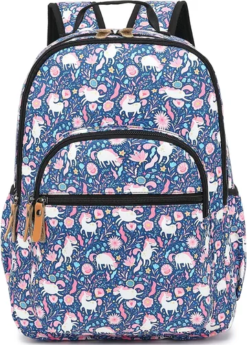 Vista 28 de Leaper Mochila para laptop para mujer: linda mochila floral para escuela, universidad, viajes, trabajo, mochila ligera para niños, Negro margarita
