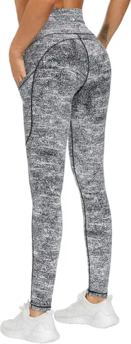 Vista 4 de The Gym People Pantalones deportivos gruesos de tiro alto, con bolsillos y control de abdomen, leggings para entrenar, correr, hacer yoga, para mujer