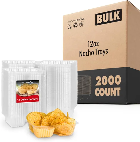 Vista 9 de Bandejas de plástico para nachos de 12 onzas (paquete de 50) bandeja desechable pequeña para nachos y salsa de queso, suministros de soporte