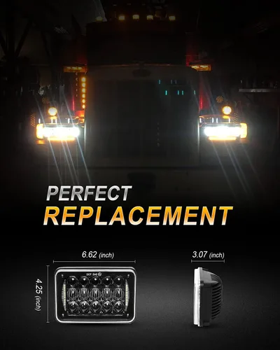 Vista 6 de SPL Faros delanteros LED aprobados por DOT de 60 W, 4 x 6 pulgadas, con DRL y haz sellado Hi/Lo para H4651 H4652 H4656 H4666 H6545 Freightliner