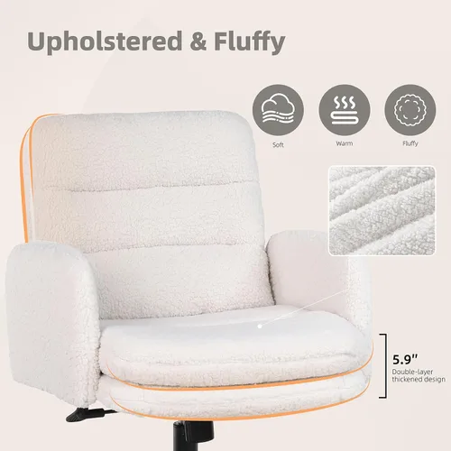 Vista 3 de Youhauchair Silla de escritorio tapizada giratoria para oficina en casa, altura ajustable, respaldo medio, silla moderna de cachemira sintética