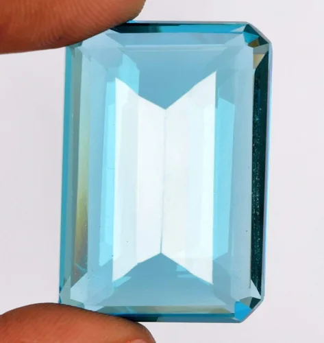 Vista 4 de REAL-GEMS Fabuloso Topacio Azul Suizo 112.50 Ct Topacio Brasileño Corte Esmeralda Corte Suizo Topacio Azul Piedra Preciosa, Piedra, Topacio