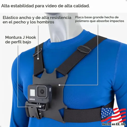 Vista 2 de STUNTMAN Montaje en el pecho con gancho en J para GoPro y otras cámaras de acción