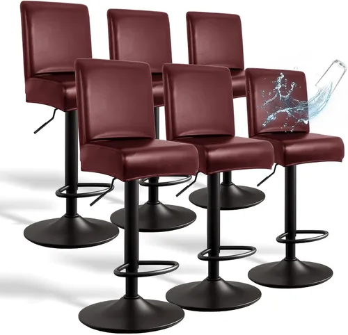 Vista 17 de Fundas de Cuero PU para Taburete de Bar con Respaldos, Paquete de 2 Fundas Elásticas Impermeables para Sillas de Taburete de Bar, Fundas Lavables