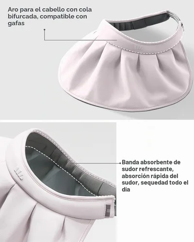 Vista 4 de BENEUNDER Sheel Sombreros de sol para mujer de ala ancha plegable protección UV UPF50+ Viseras para viajes al aire libre vacaciones Beige