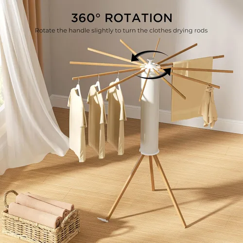 Vista 3 de SUNOUTLY Estante de secado de ropa con trípode, estante portátil y plegable para ahorrar espacio, estante para secadora de ropa, balcón, dormitorio