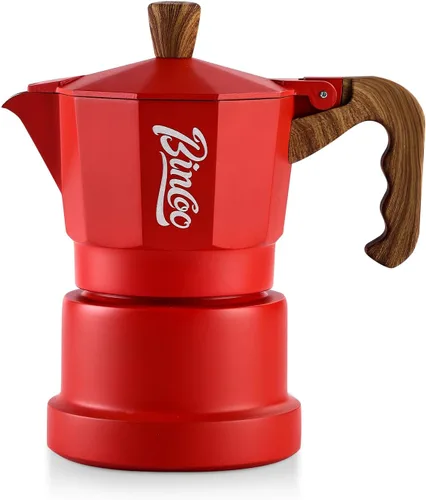 Vista 15 de Estufa para máquina de café expreso, olla de camping Moka de 2 tazas/4.1 fl oz, cafetera italiana de café expreso, fácil de usar (negro)