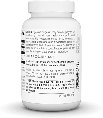 Vista 4 de Source Naturals Extracto de té verde - Super antioxidante* 500mg (RENDIMIENTO 175 mg EGCG) - 120 Tabletas