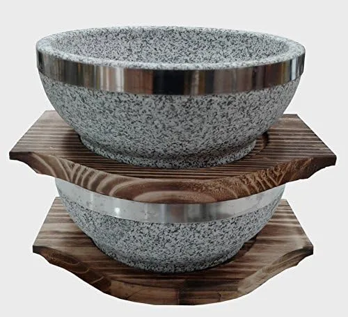 Vista 2 de SUNRISE Kitchen Supply - Tazón de piedra natural, paquete de 2 unidades (36 onzas)