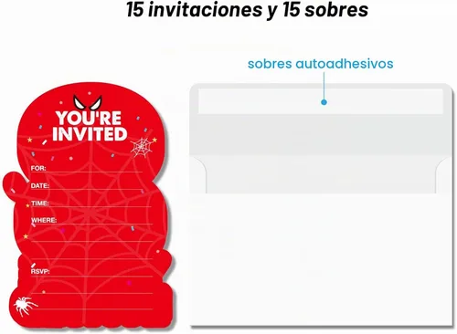 Vista 3 de Invitaciones de cumpleaños de superhéroes para el octavo cumpleaños con sobres, invitaciones con forma de ocho para niños de 8 años, tarjetas