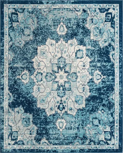 Vista 19 de Unique Loom Parker Collection - Alfombra de área Kokulu (2 x 3 pies, rectangular, aguamarina/beige)