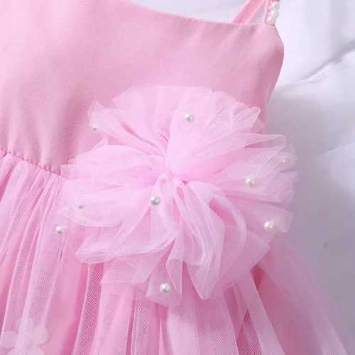 Vista 3 de Vestido de verano para niñas pequeñas, vestido de manga corta, vestido de cuello para niños, vestido deportivo sólido de 5 meses