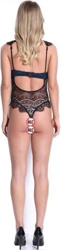 Vista 6 de Lencería de encaje para mujer, vestido de malla sexy Babydoll liguero