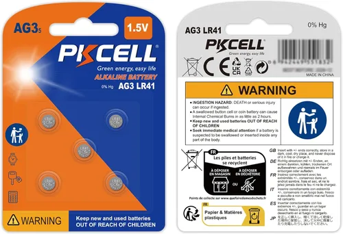 Vista 8 de PKCELL Batería AG3 1.5V LR41 392 384 192 Botón de célula alcalina para termómetro digital - 5
