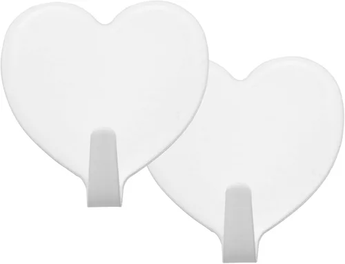 Vista 2 de 5 ganchos de acero inoxidable en forma de corazón de 1.575 x 1.772 in en forma de corazón, multifuncionales, autoadhesivos, ganchos para colgar