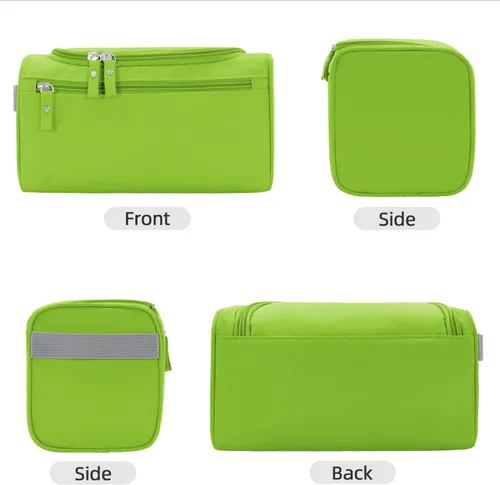 Vista 4 de Neceser de gran capacidad para mujeres y hombres, bolsa de aseo de capacidad media, Verde, M, Neceser para hombre