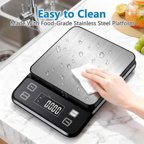 Vista 6 de Báscula de alimentos impermeable IPX7 de 0.00 oz de precisión de cocina, báscula digital de alimentos de 11.0 lbs/11 libras recargable por USB