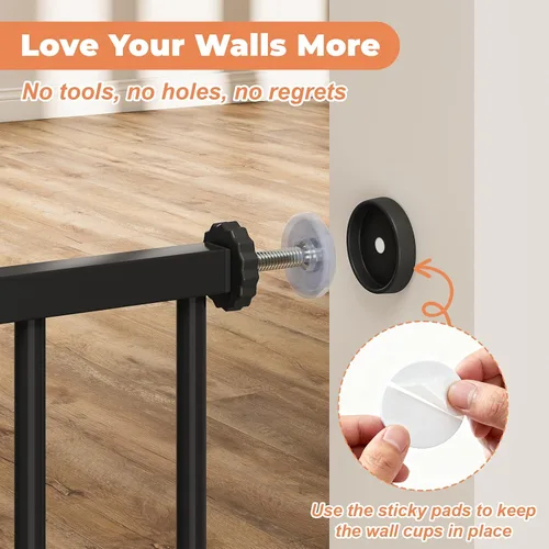 Vista 4 de Puerta de bebé para escaleras sin taladrar, puerta para perros de 29 a 40 pulgadas con cierre automático para interiores Doorways & Stairs