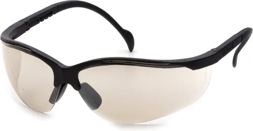 Vista 14 de Pyramex Venture II Safety Eyewear, Indoor/Outdoor Mirror Anti-Fog Lens Lente de espejo de E/S/marco azul metálico