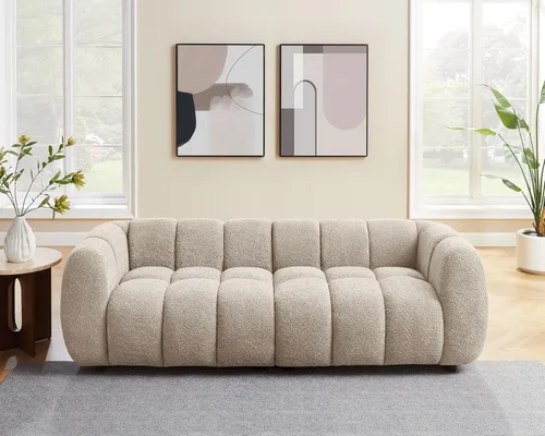 Vista 2 de VANOMi Sofá Boucle de Gran Tamaño de 88", Sofá Moderno Tapizado Acolchado Tipo Nube, Sofá Boucle de Asiento Profundo, Acogedor Sofá Moderno de 3