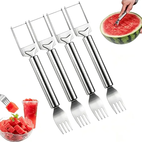 Vista 7 de 1 Pack Stainless Steel Watermelon Slicer and Fork 2-in-1