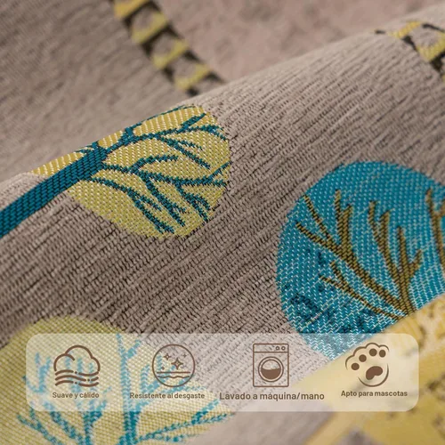 Vista 4 de Funda de sofá de chenilla estilo bohemio con jacquard, fundas lavables para sofá seccional de 3 cojines, funda de sofá en forma de L, protector