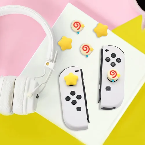 Vista 18 de Tapas de agarre para el pulgar, bonitos agarres para Nintendo Switch, funda de silicona suave compatible con Nintendo Switch/Switch OLED/Switch Rosa