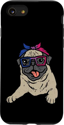 Vista 13 de iPhone 13 Pro Pug Dog Bandana LGBTQ Bisexual Flag Gay Pride Bi Dog Lover Case