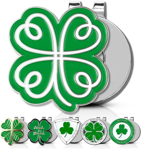 Vista 10 de ClubSmith® Lucky - Marcador de pelota de golf con clip magnético para sombrero, trébol irlandés y trébol, marca de alineación premium, accesorios
