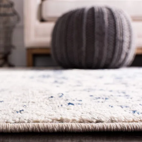Vista 7 de SAFAVIEH Madison Collection - Alfombra de área cuadrada de 4 pies, color crema y azul marino, diseño desgastado de medallón de copo de nieve,