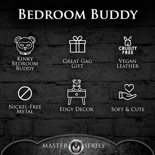 Vista 5 de Master Series Oso BDSM para hombres, mujeres y parejas. Suave oso de peluche con temática BDSM M. Regalo lindo y sexy. 1 pieza, beige y negro.