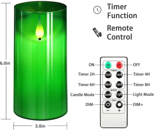 Vista 6 de NURADA Velas parpadeantes sin llama de 3 x 6 pulgadas Velas LED de vidrio irrompible con pilar Velas de acrílico con control remoto y temporizador
