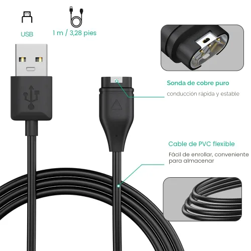Vista 5 de AWINNER Compatible con el cable cargador Garmin Watch (paquete de 2)