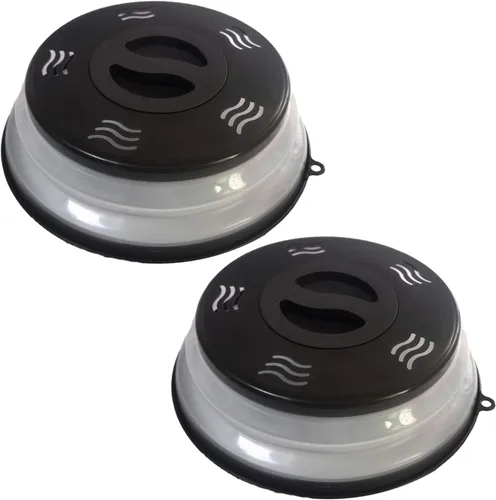 Vista 9 de Tapa para microondas con ventilación contra salpicaduras para alimentos, protector contra salpicaduras y colador, utensilio de cocina para frutas
