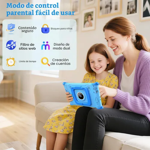 Vista 4 de Trayoo Kids Tablet, 7IN Toddler Tablet for Kids with 32GB ROM, Shockproof Case, Education Apps Pre-Installed, Parental Control, WiFi, Netflix Azul