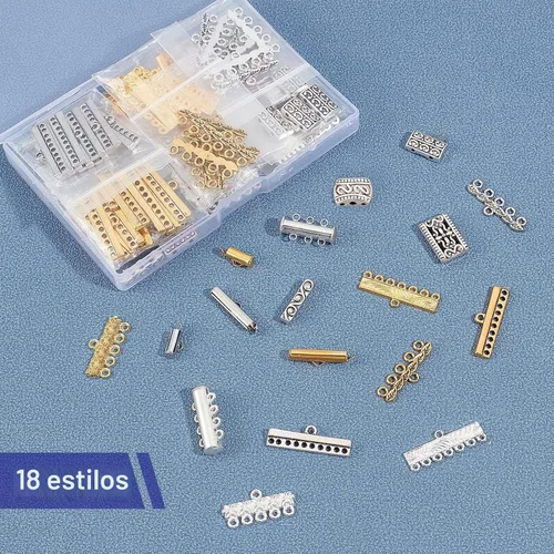 Vista 3 de PH PandaHall 18 estilos de cierre de capas, 166 piezas de cierres deslizantes de múltiples hebras, tubos de cierre de extremo, eslabones de conector