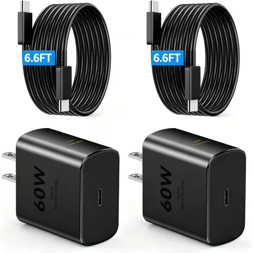 Vista 17 de 60W Super Fast Charger USB C, Type C Android Phone Charger Fast Charging Negro