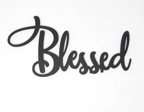 Vista 8 de Letrero de madera negra con texto en inglés "Thankful" (Thankful)