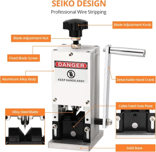 Vista 5 de Towallmark Máquina pelacables para alambre de diámetro de 0.05-0 ~ 1 pulgada (1.5 ~ 0.984 in), velocidad de pelado de 50 pies/min, máquina peladora