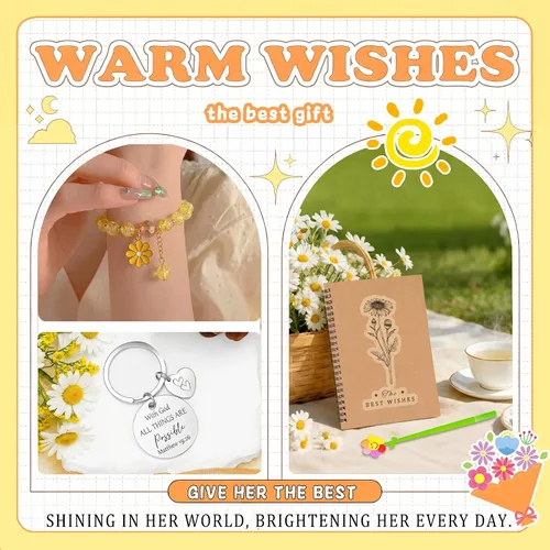 Vista 3 de Cesta de regalo de girasol para mujer, juego de caja de regalo de spa