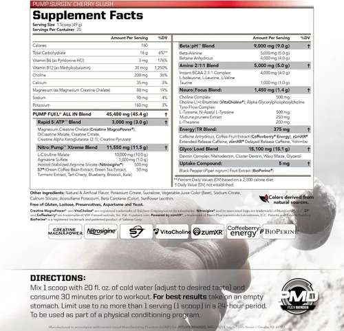 Vista 2 de PMD Sports Pump Fuel All in Insanity, Polvo Pre-Entreno Definitivo y Bomba Muscular, Energía de Máxima Fuerza, Concentración, Resistencia