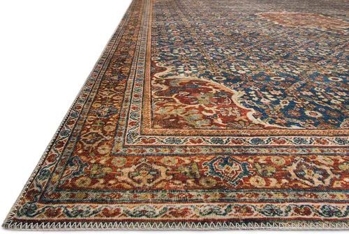 Vista 4 de Loloi, Colección Layla LAY-09 Azul Cobalto/Especia - Alfombra decorativa de 2 pies 0 pulgadas x 5 pies 0 pulgadas, 0,13" de espesor, suave, Azul